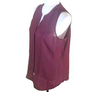 Apt. 9 Purple Sleeveless Blouse with Mandarin Collar